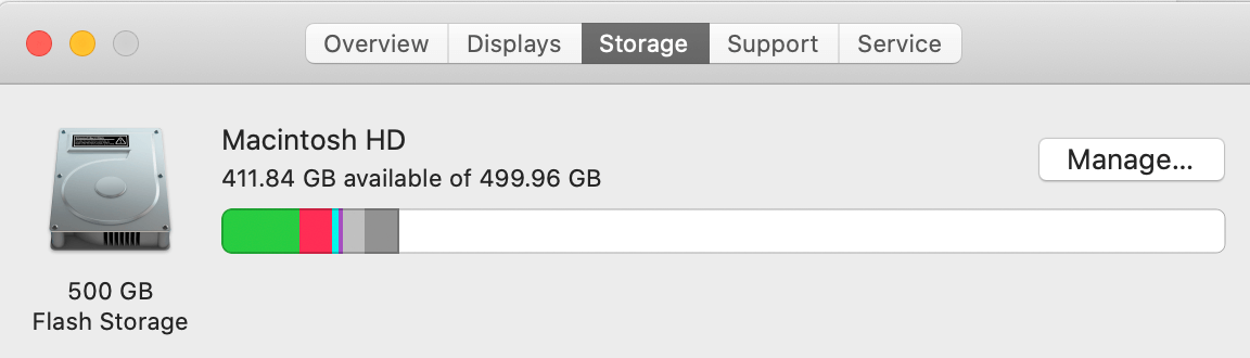 Wait for the storage bars to appear.