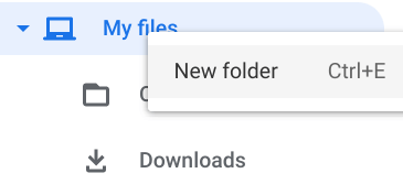 Right-click My Files to add a new folder.