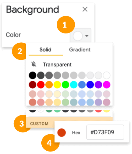 Customize a color using the color palette.