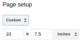 Default Google Drawings page set up size in inches