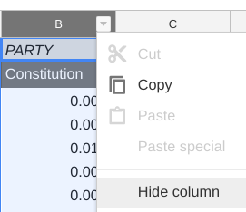 Hide columns from the Pivot table.