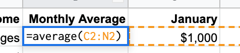 Use the average function in column B.