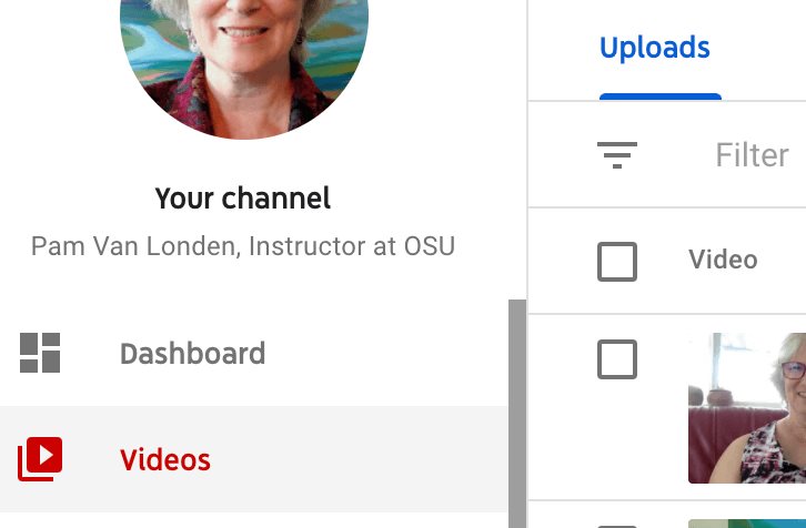 View your list of videos, if any, from the Videos list in YouTube Studio.