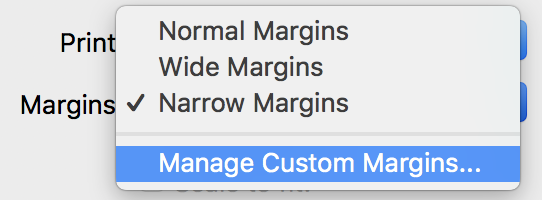 Choose Customize Margins to access the Fitting settings.