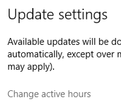 From the Settings Updates menu, choose Change Active Hours.