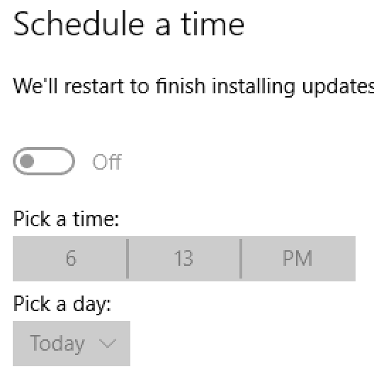 Choose a time for your computer to restart.
