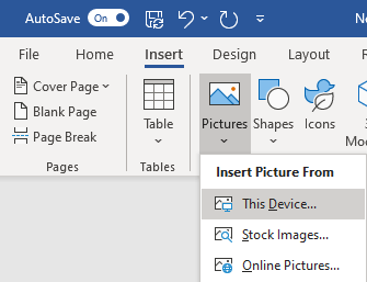 Add an image from your hard drive using the Insert options.
