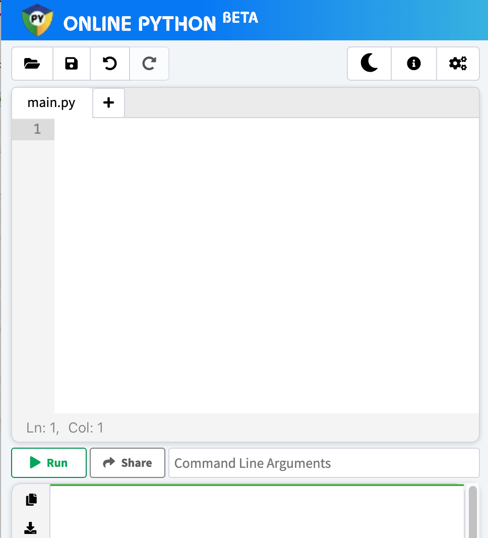 IDE screen before adding code.